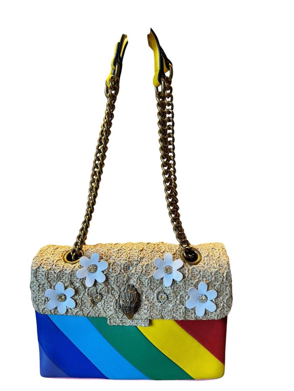 Kurt Geiger Rainbow Tweed Flower Chain Shoulder Bag - Picture 2 of 9